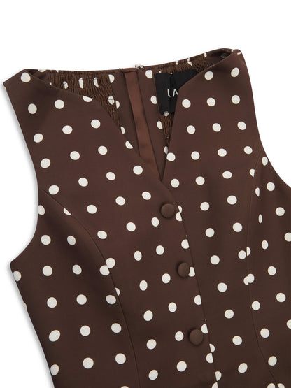 *COMING SOON* POLKA DOT BUTTON HOURGLASS MICRO MINI DRESS BROWN