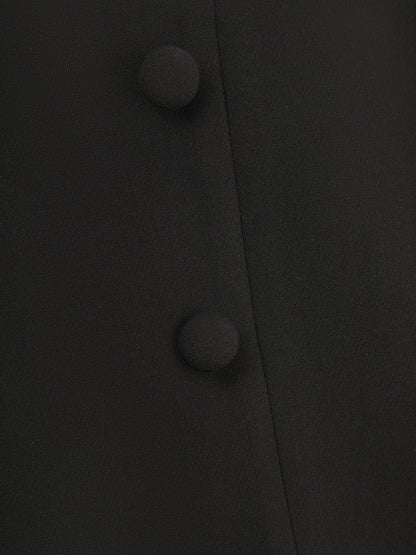 'MARILYN' EXAGGERATED SQUARE BANDEAU BUTTON DETAIL MIDI DRESS BLACK