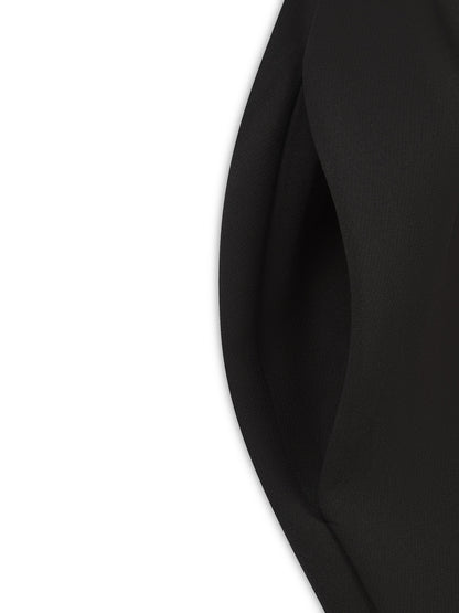 'MARILYN' EXAGGERATED SQUARE BANDEAU BUTTON DETAIL MIDI DRESS BLACK