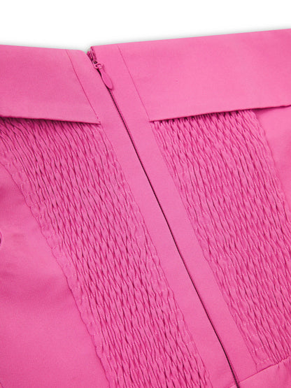 'JACKIE O' OFF THE SHOULDER HOURGLASS MIDI DRESS PINK