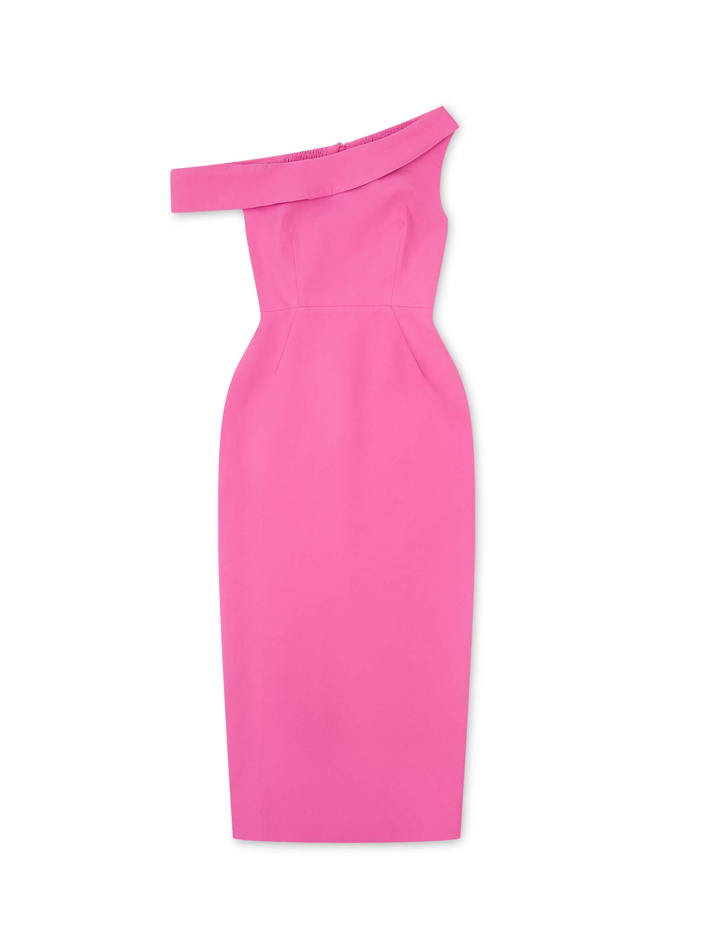 'JACKIE O' OFF THE SHOULDER HOURGLASS MIDI DRESS PINK