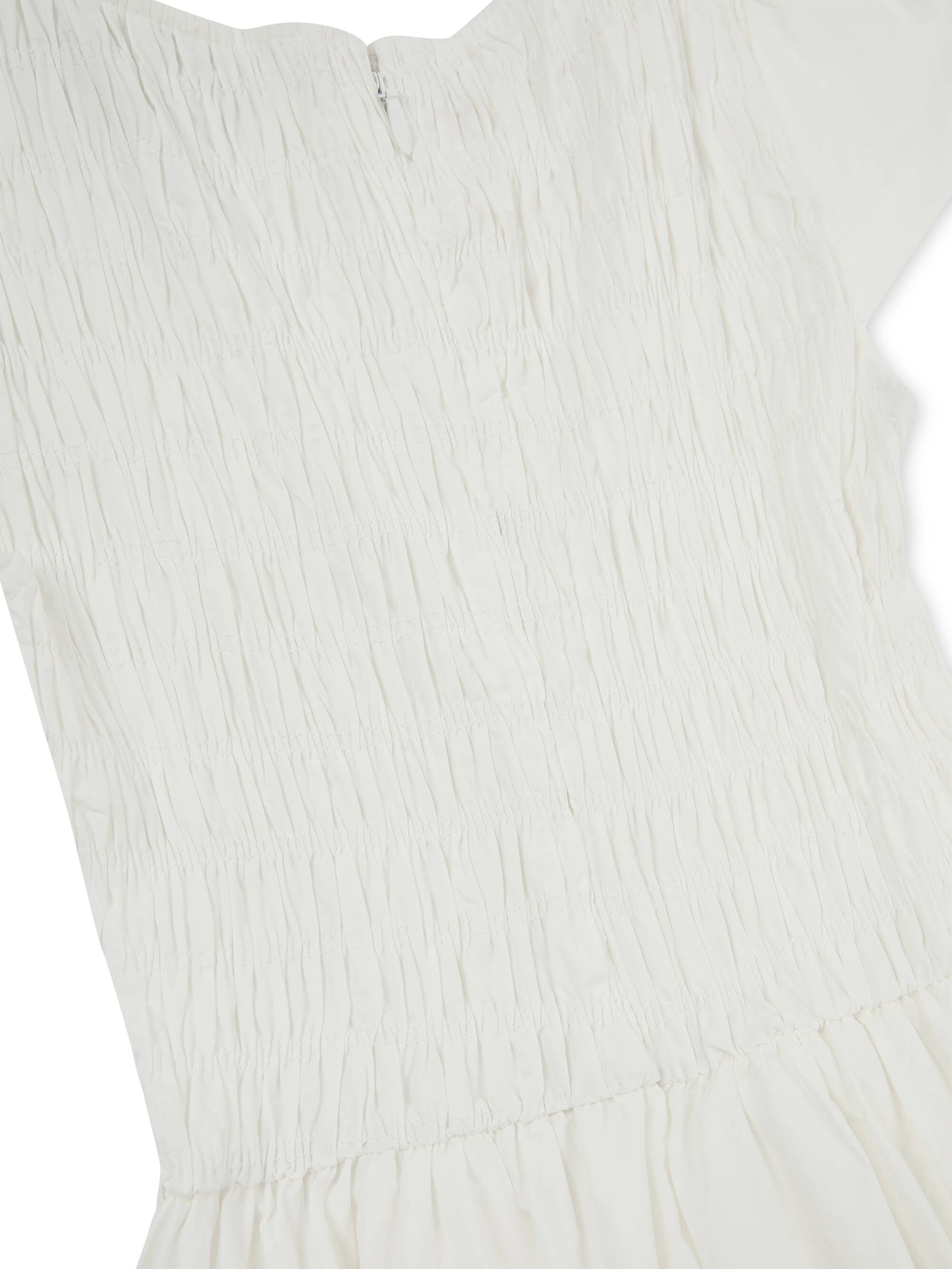 'ELIZABETH' SHIRRED BODICE SHORT SLEEVE MIDAXI DRESS WHITE