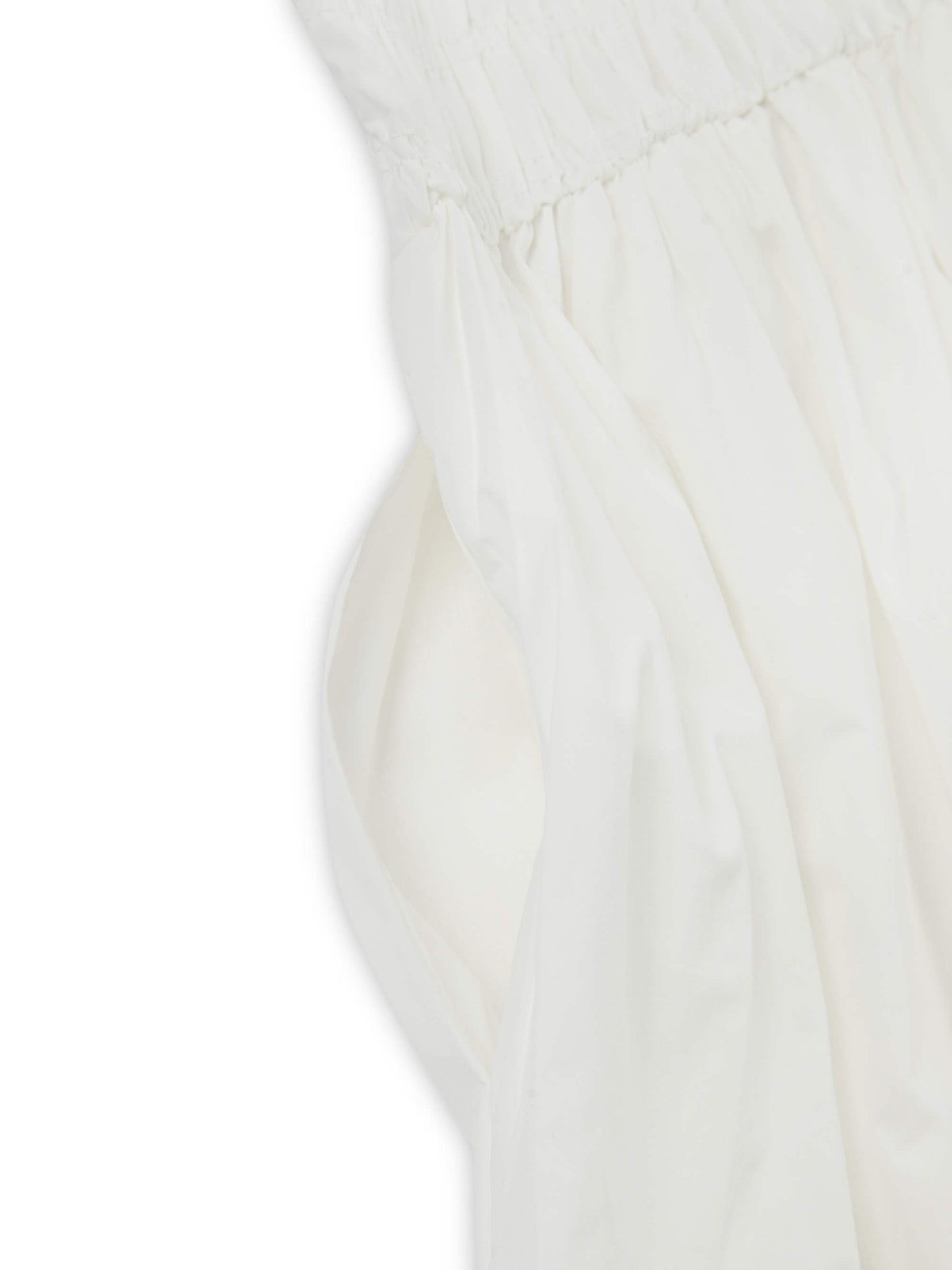 'ELIZABETH' SHIRRED BODICE SHORT SLEEVE MIDAXI DRESS WHITE