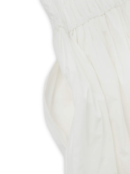 'ELIZABETH' SHIRRED BODICE SHORT SLEEVE MIDAXI DRESS WHITE