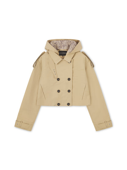 ‘VERSAILLES' SIGNATURE BOXY FIT CROPPED TRENCH JACKET CAMEL