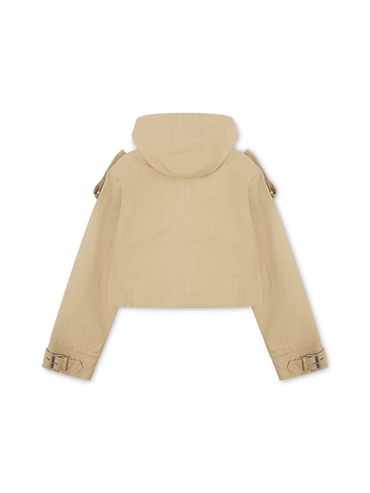 ‘VERSAILLES' SIGNATURE BOXY FIT CROPPED TRENCH JACKET CAMEL