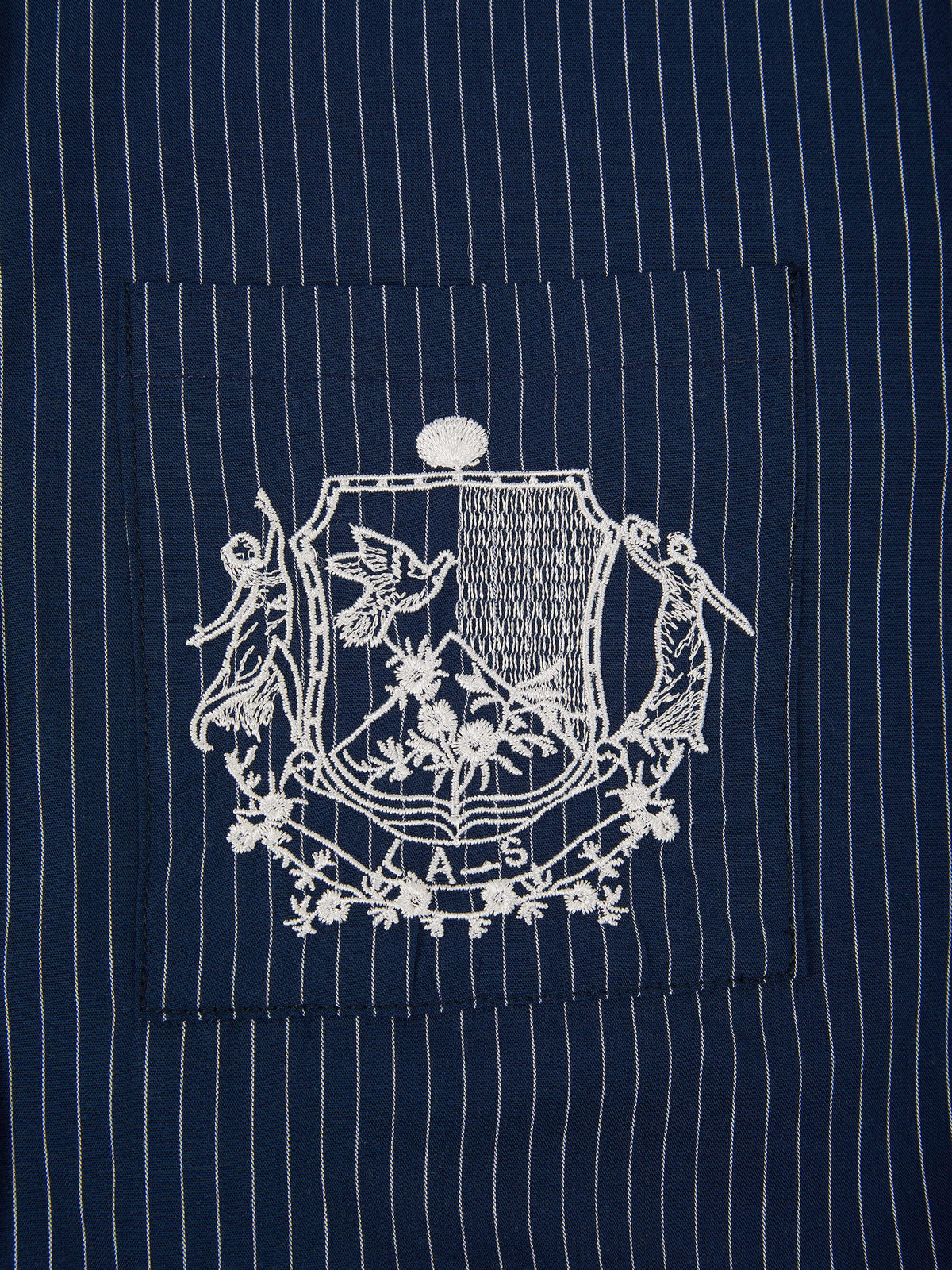 ‘EASY DOES IT’ OVERSIZED STRIPE COTTON BOX PLEAT SHIRT NAVY
