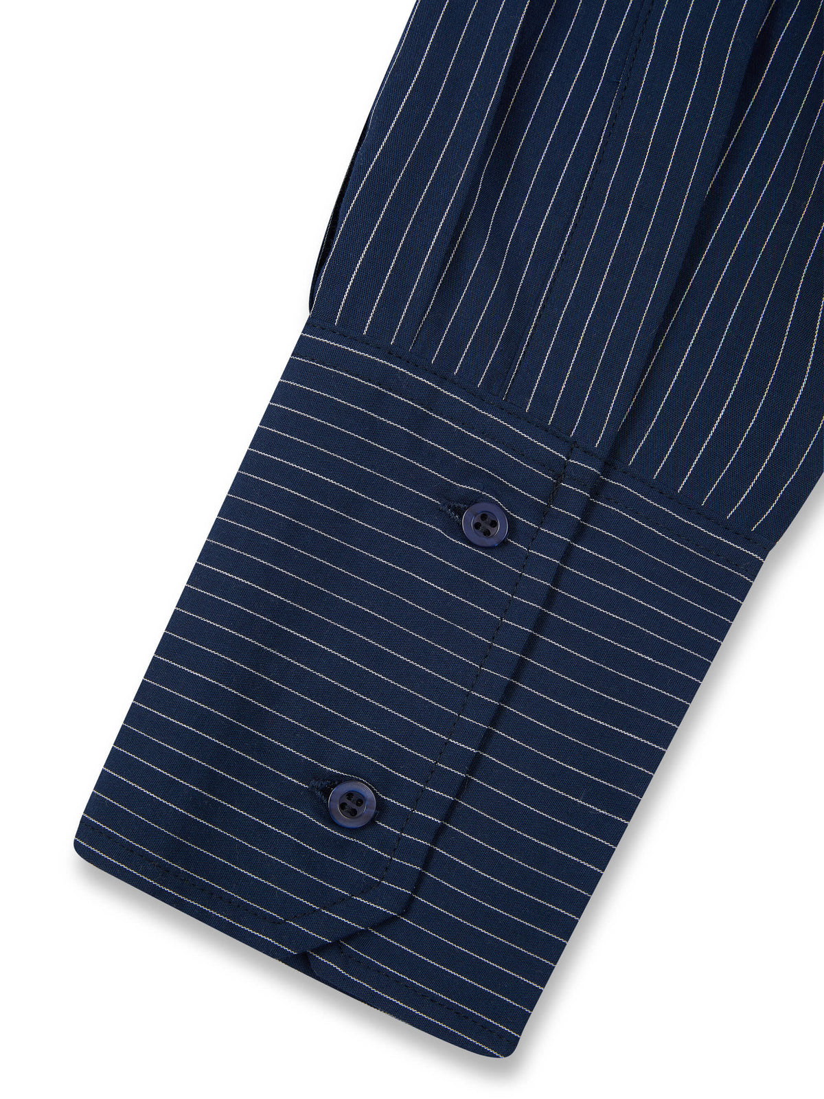 ‘EASY DOES IT’ OVERSIZED STRIPE COTTON BOX PLEAT SHIRT NAVY