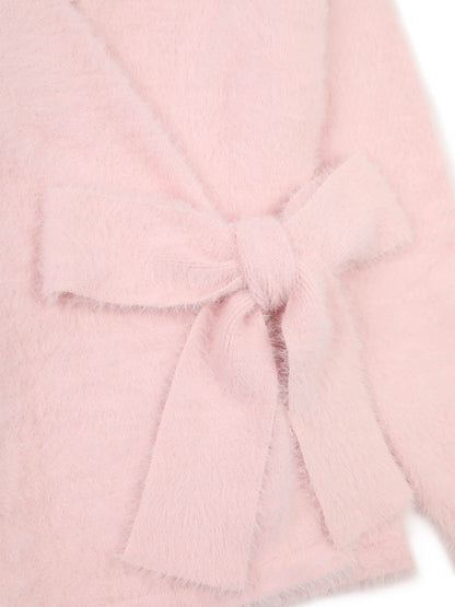 ‘POESY’ EYELASH KNITTED BALLERINA WRAP CARDIGAN PINK