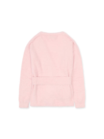 ‘POESY’ EYELASH KNITTED BALLERINA WRAP CARDIGAN PINK