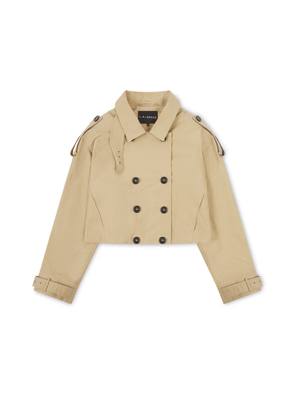 ‘VERSAILLES' SIGNATURE BOXY FIT CROPPED TRENCH JACKET CAMEL