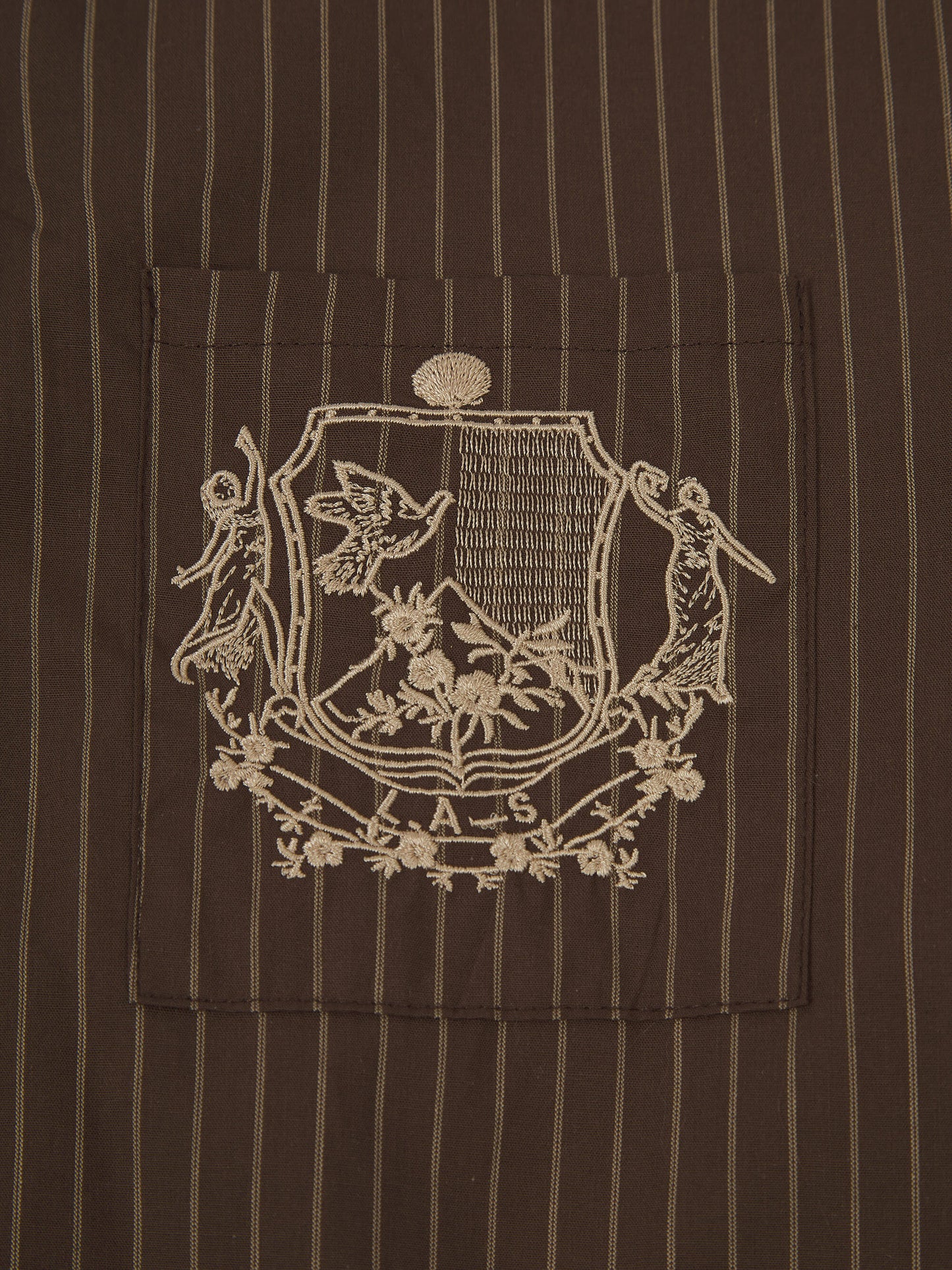 ‘EASY DOES IT’ STRIPE COTTON BOX PLEAT SHIRT BROWN