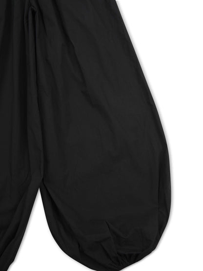 'OFF CAMPUS' SHIRRED BODICE BALLOON LEG JUMPSUIT BLACK