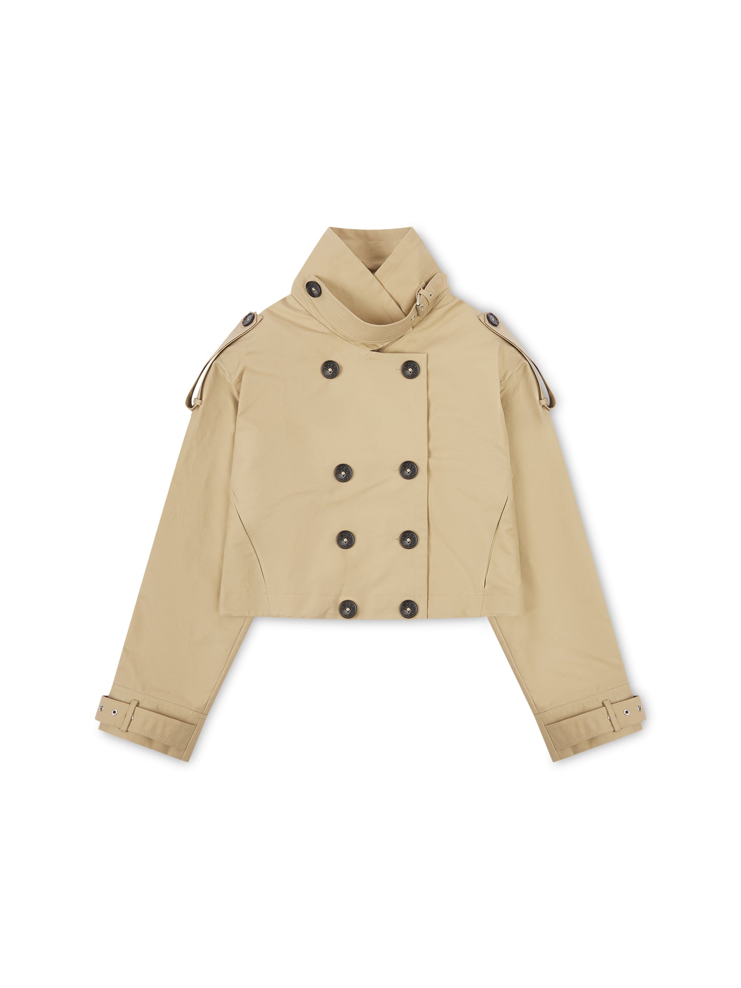 ‘VERSAILLES' SIGNATURE BOXY FIT CROPPED TRENCH JACKET CAMEL