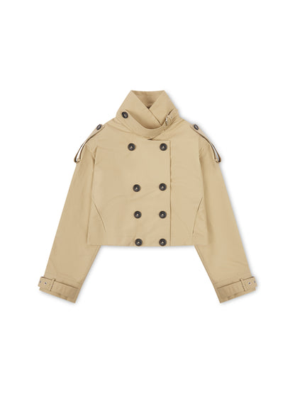 ‘VERSAILLES' SIGNATURE BOXY FIT CROPPED TRENCH JACKET CAMEL