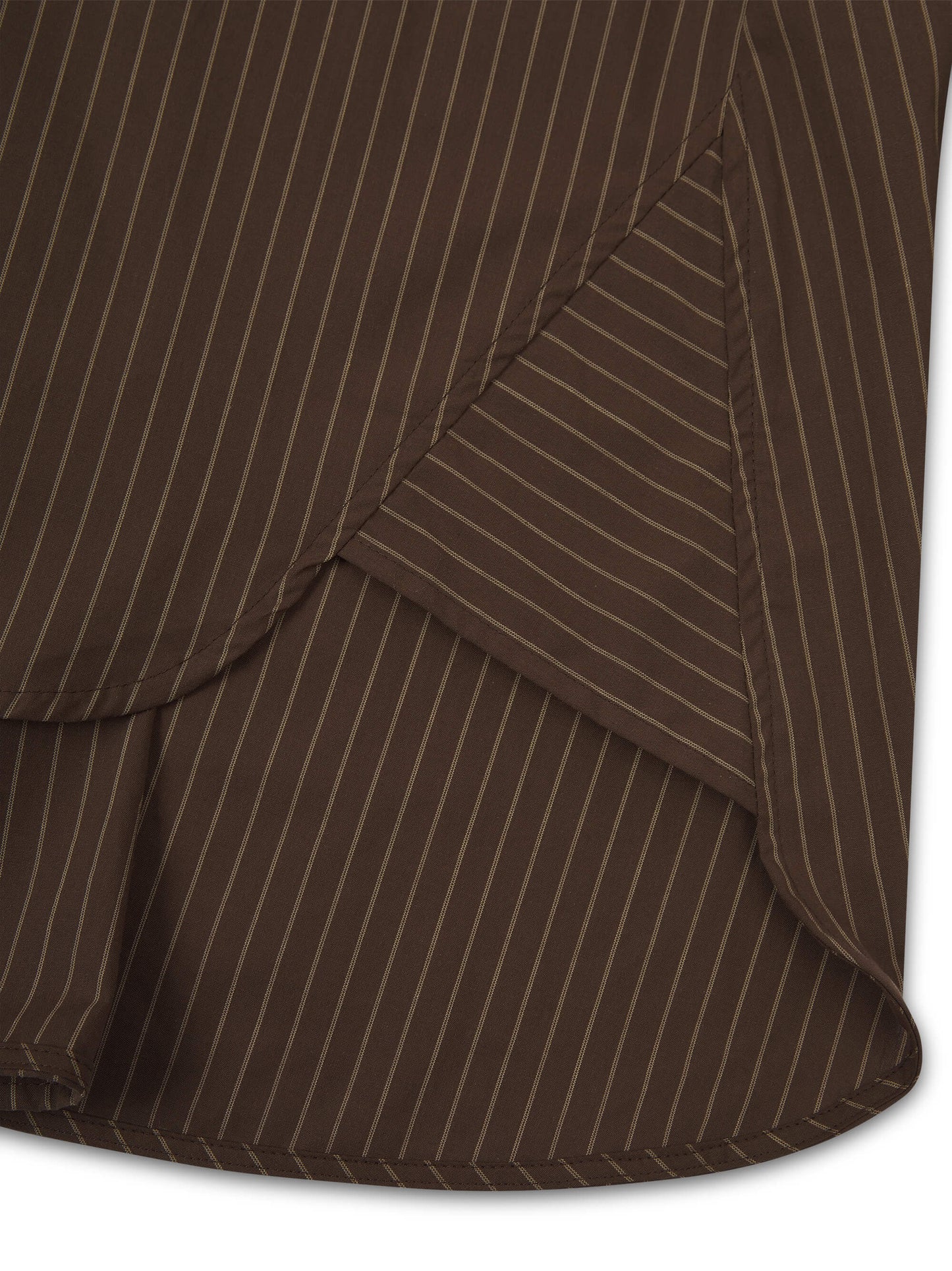 ‘EASY DOES IT’ STRIPE COTTON BOX PLEAT SHIRT BROWN