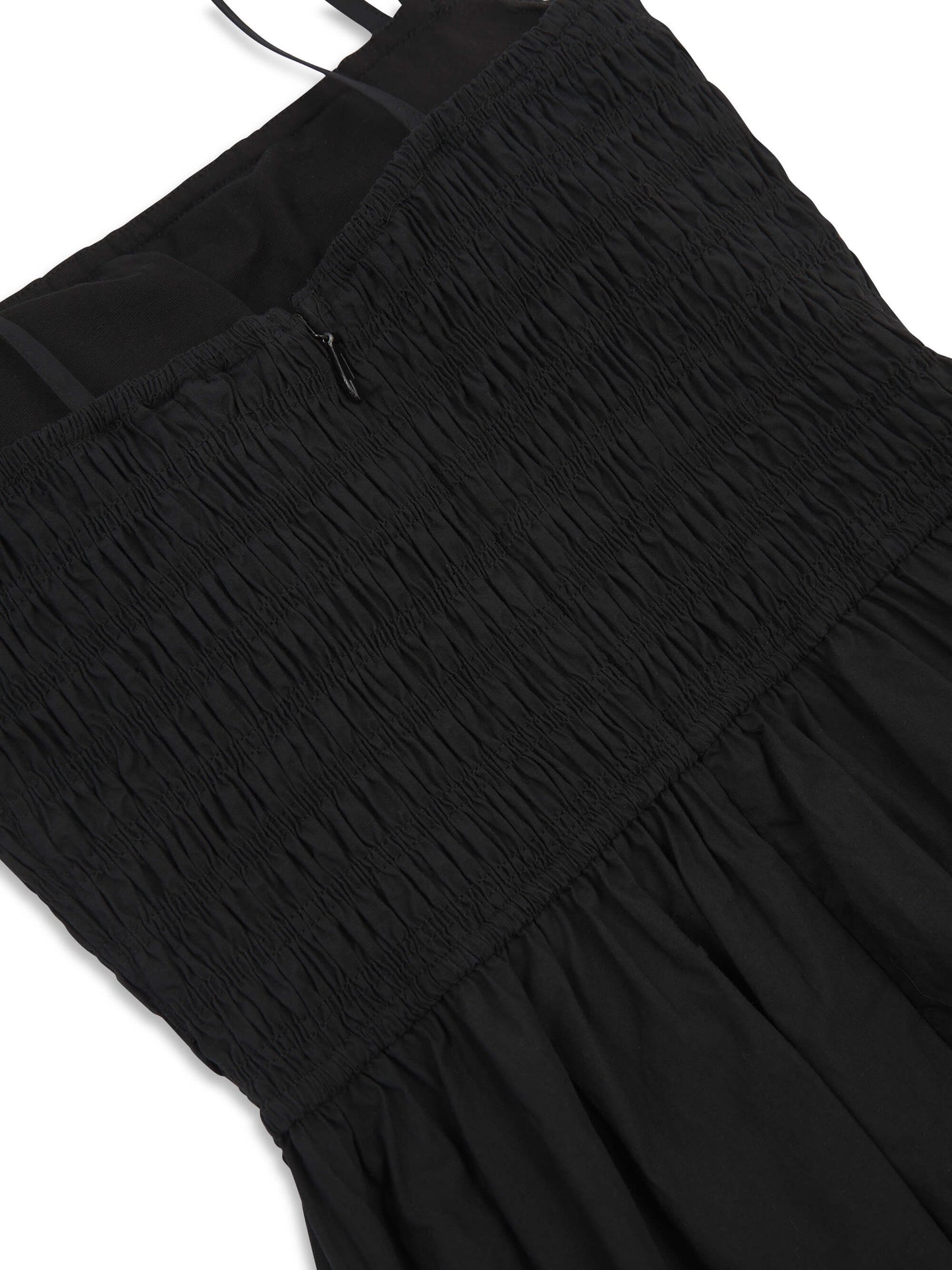 'OFF CAMPUS' SHIRRED BODICE BALLOON LEG JUMPSUIT BLACK