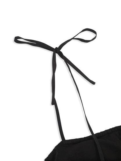 'OFF CAMPUS' SHIRRED BODICE BALLOON LEG JUMPSUIT BLACK