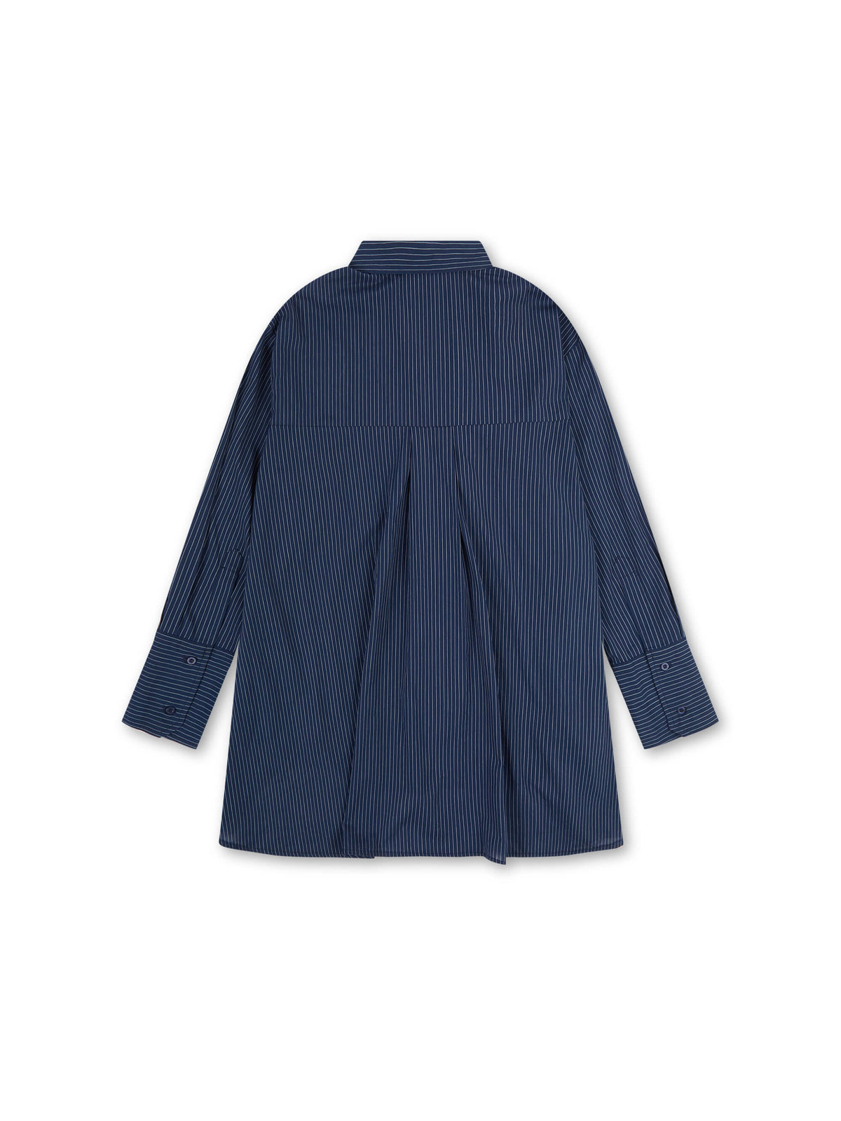 ‘EASY DOES IT’ OVERSIZED STRIPE COTTON BOX PLEAT SHIRT NAVY