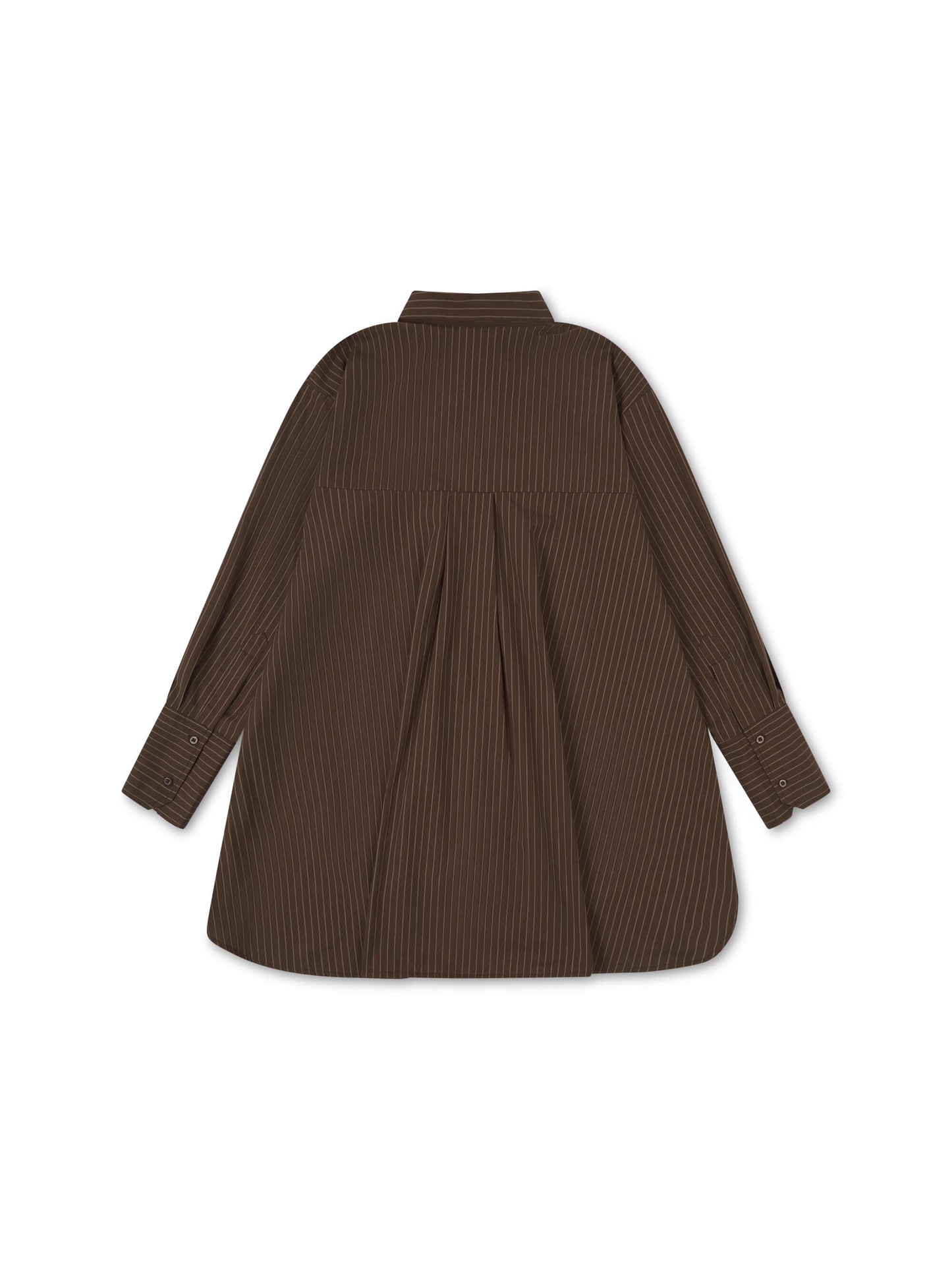 ‘EASY DOES IT’ STRIPE COTTON BOX PLEAT SHIRT BROWN