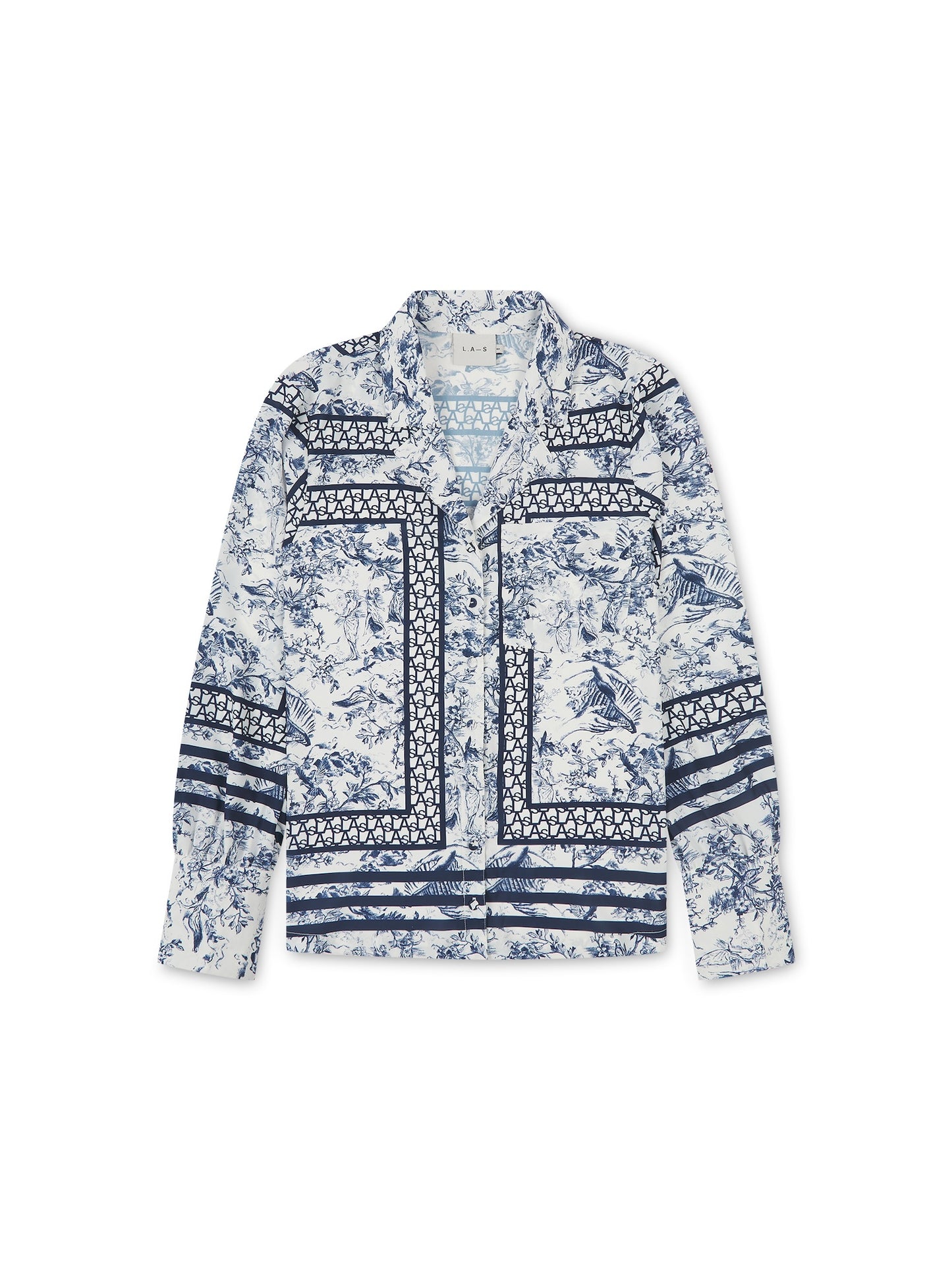 LAS SIGNATURE SCARF PRINT SHIRT NAVY