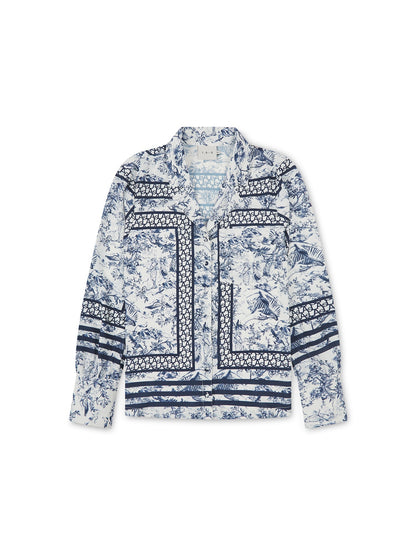 LAS SIGNATURE SCARF PRINT SHIRT NAVY