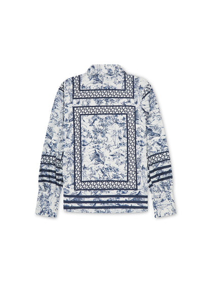 LAS SIGNATURE SCARF PRINT SHIRT NAVY
