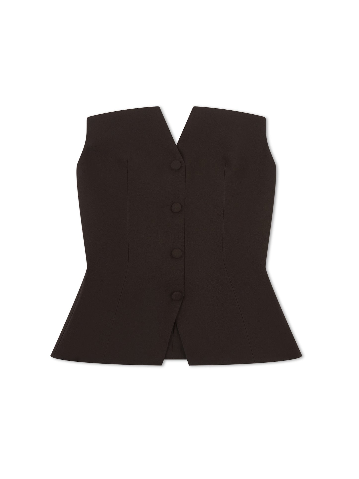 'BLAIR' EXAGGERATED SQUARE NECK BANDEAU TOP BROWN