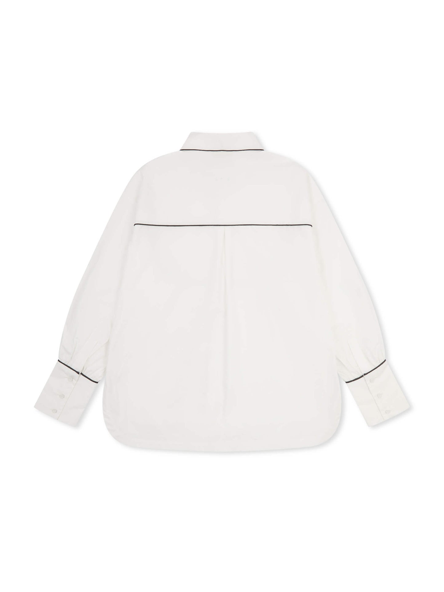 'BESETTE' OVERSIZED COTTON SHIRT WITH CONTRAST PIPING WHITE