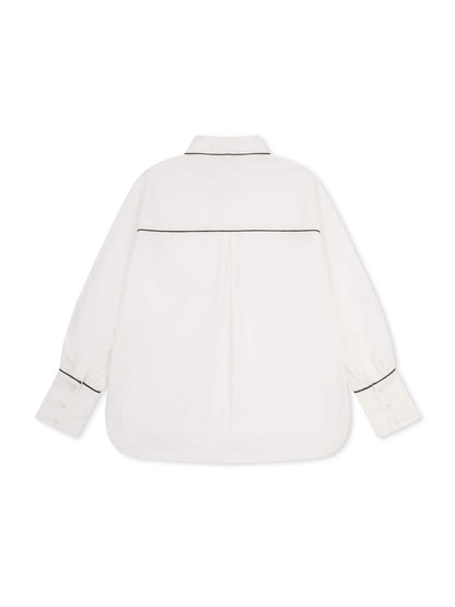 'BESETTE' OVERSIZED COTTON SHIRT WITH CONTRAST PIPING WHITE