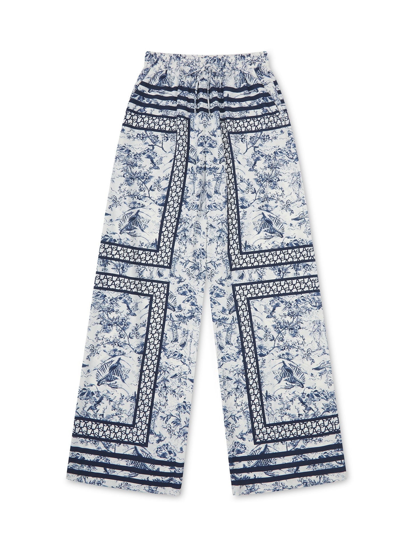 LAS SIGNATURE SCARF PRINT TROUSERS NAVY