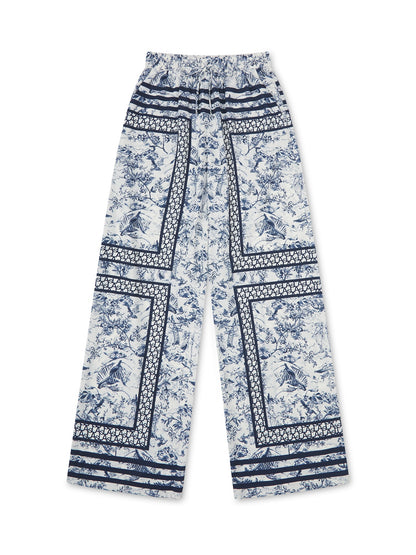 LAS SIGNATURE SCARF PRINT TROUSERS NAVY