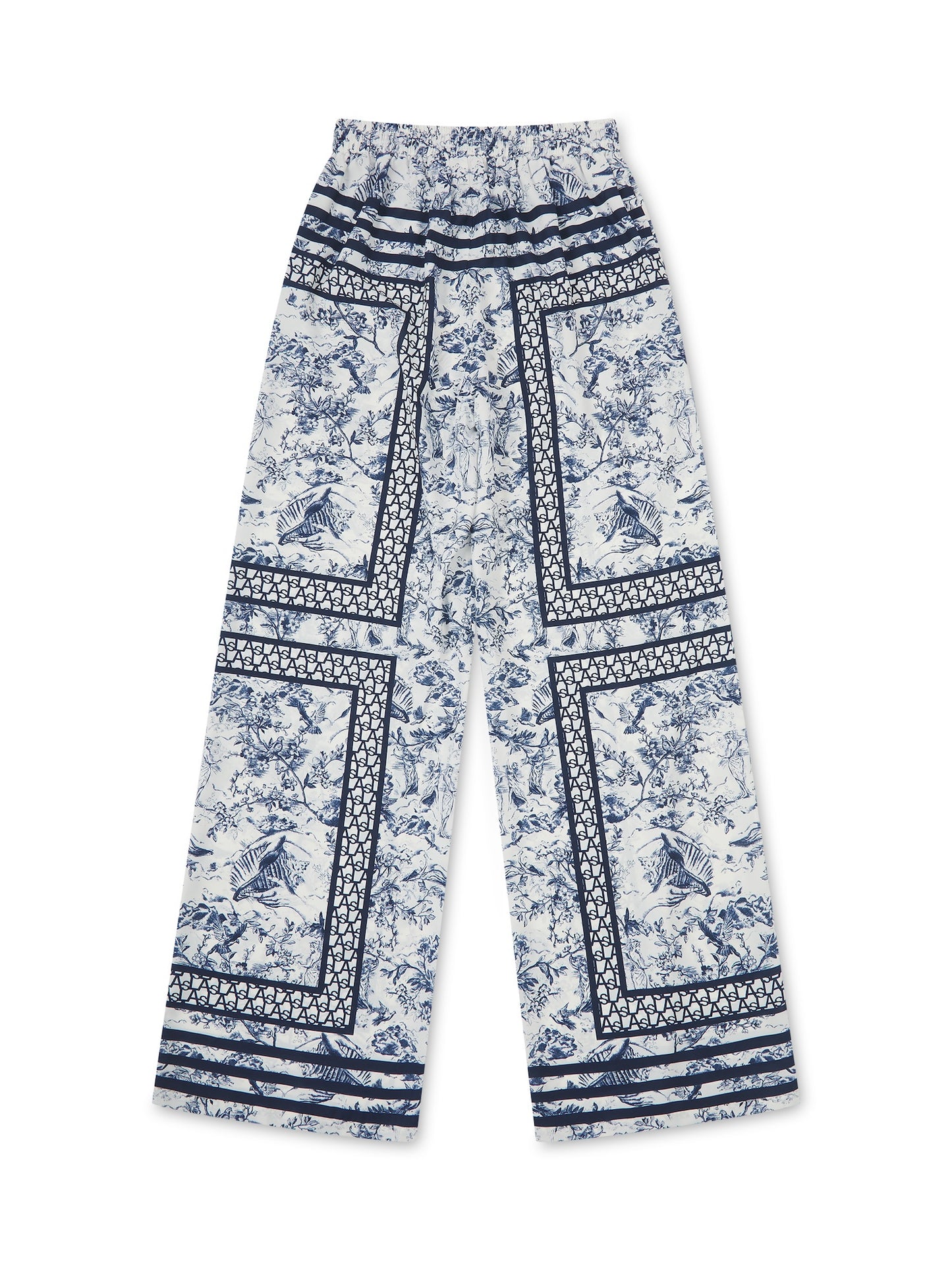 LAS SIGNATURE SCARF PRINT TROUSERS NAVY