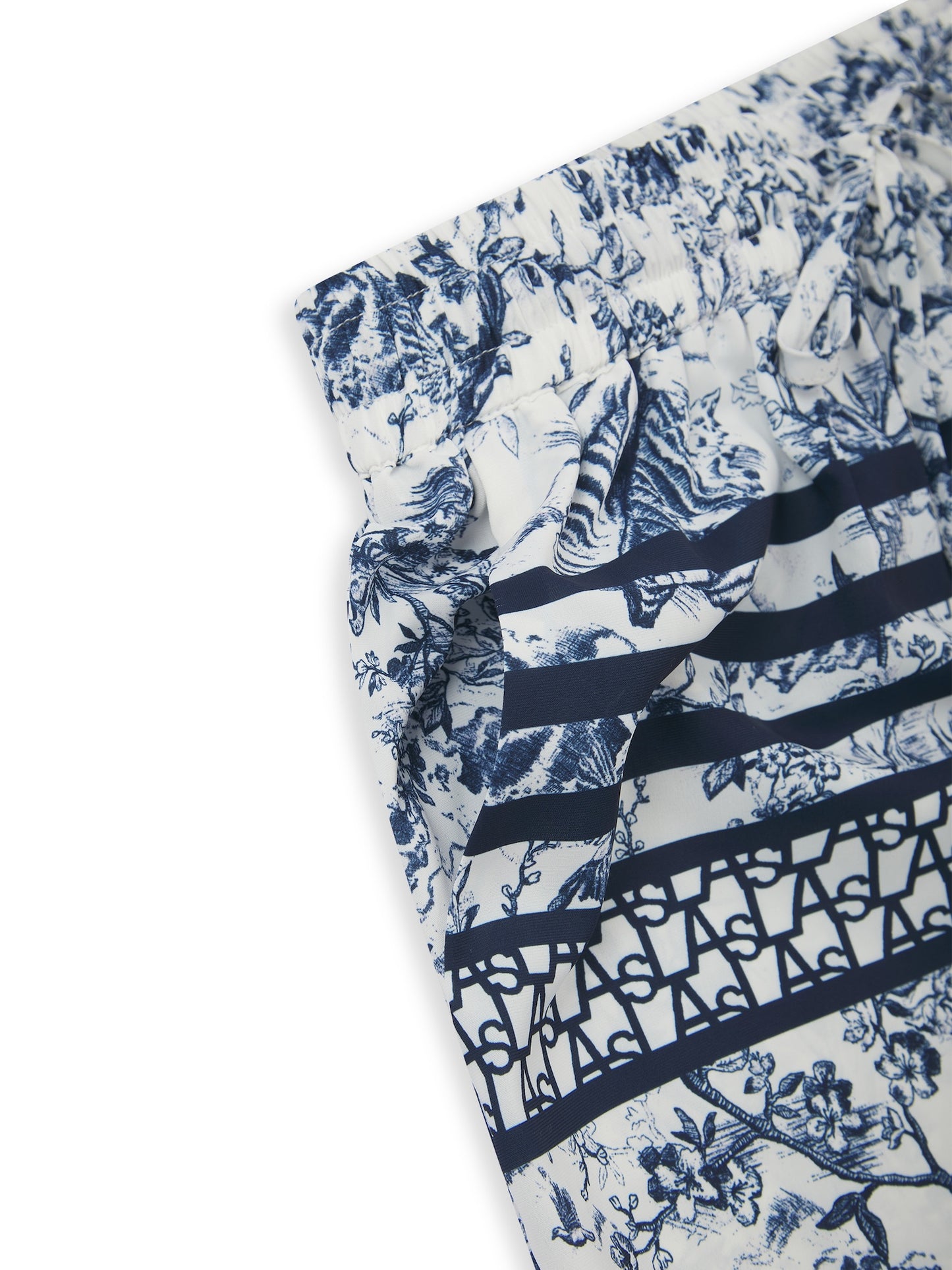 LAS SIGNATURE SCARF PRINT TROUSERS NAVY