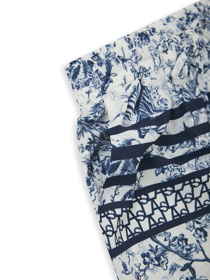 LAS SIGNATURE SCARF PRINT TROUSERS NAVY
