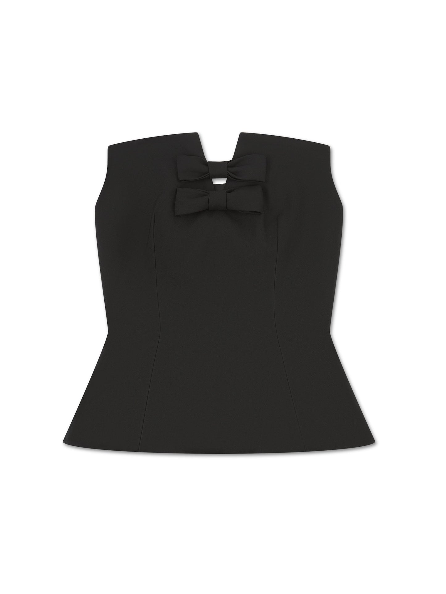 'SAMANTHA' EXAGGERATED SQUARE NECK BANDEAU TOP BLACK