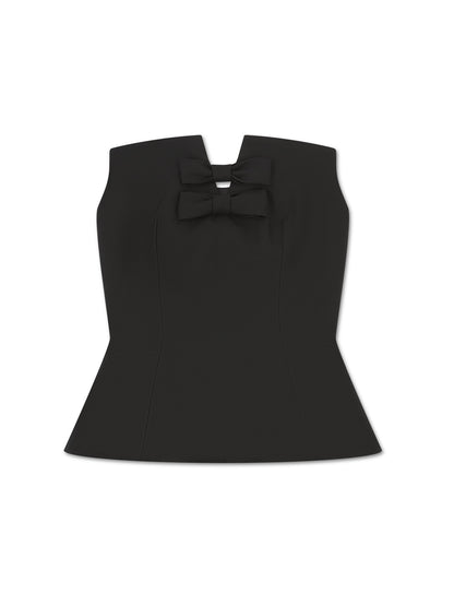 'SAMANTHA' EXAGGERATED SQUARE NECK BANDEAU TOP BLACK
