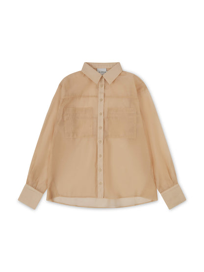 ORGANZA OVERSIZED SHIRT CAMEL