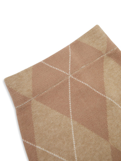 ‘PICTURE PERFECT’ ARGYLE DIAMOND KNIT COLUMN SKIRT CAMEL