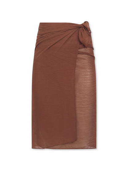 CHIFFON MIDAXI SKIRT AND SCARF BROWN