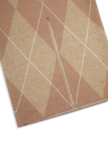 ‘PICTURE PERFECT’ ARGYLE DIAMOND KNIT COLUMN SKIRT CAMEL