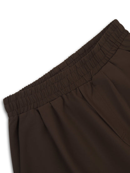 BARREL LEG TAILORED TROUSERS BROWN