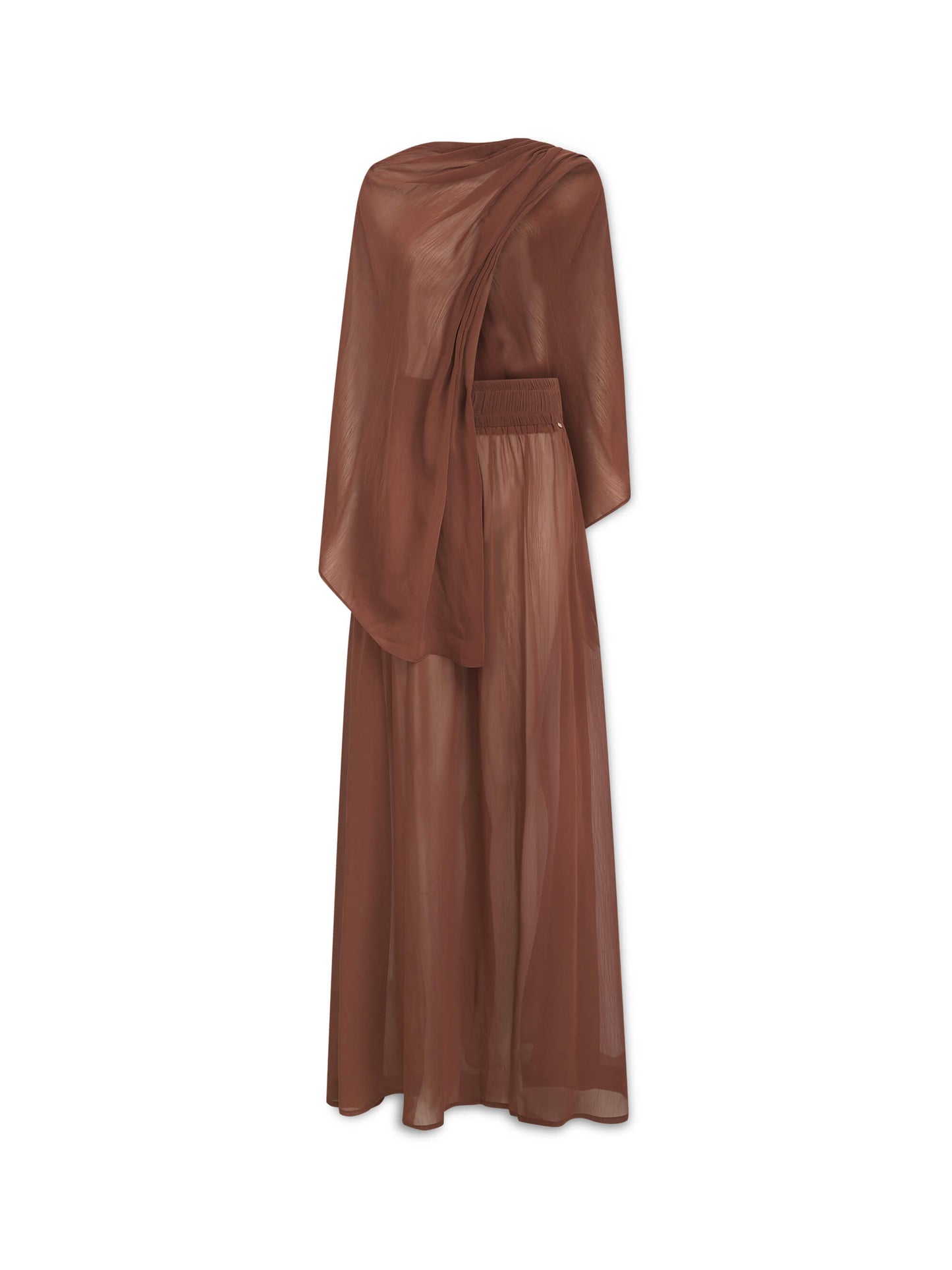 CHIFFON MIDAXI SKIRT AND SCARF BROWN