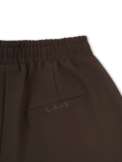 BARREL LEG TAILORED TROUSERS BROWN