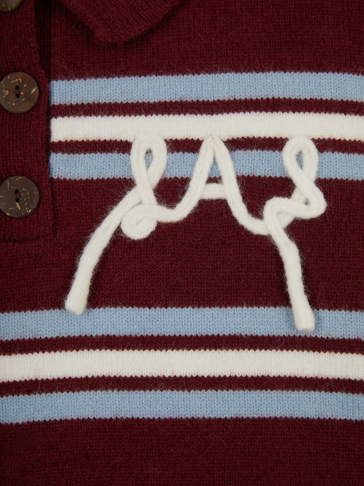 'SUKI' LAS KNITTED RUGBY TOP BURGUNDY MULTI