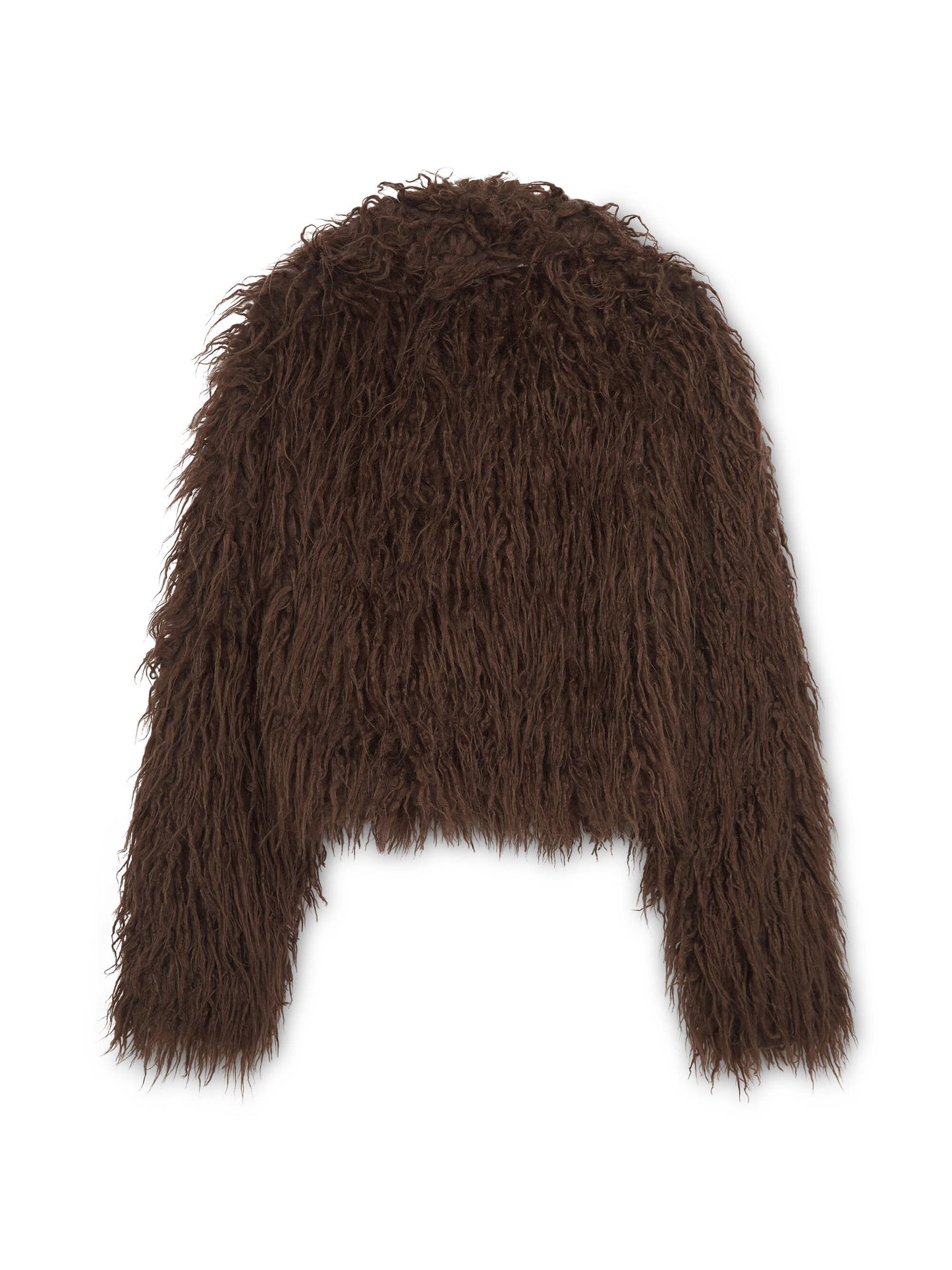 'XOXO' FAUX FUR CROPPED JACKET BROWN