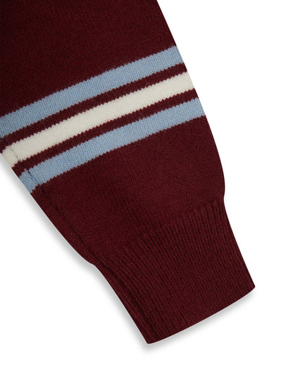 'SUKI' LAS KNITTED RUGBY TOP BURGUNDY MULTI