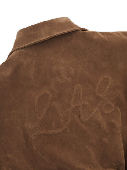 **PRE-ORDER** ‘STEVIE' FAUX SUEDE UTILITY HOURGLASS JACKET BROWN