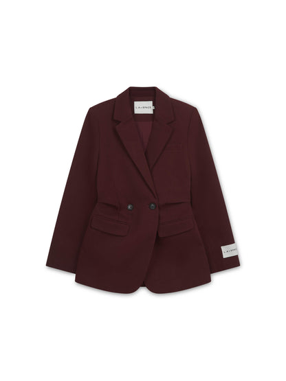'ASTON' STRUCTURED HOURGLASS CINCHED WAIST BLAZER BURGUNDY
