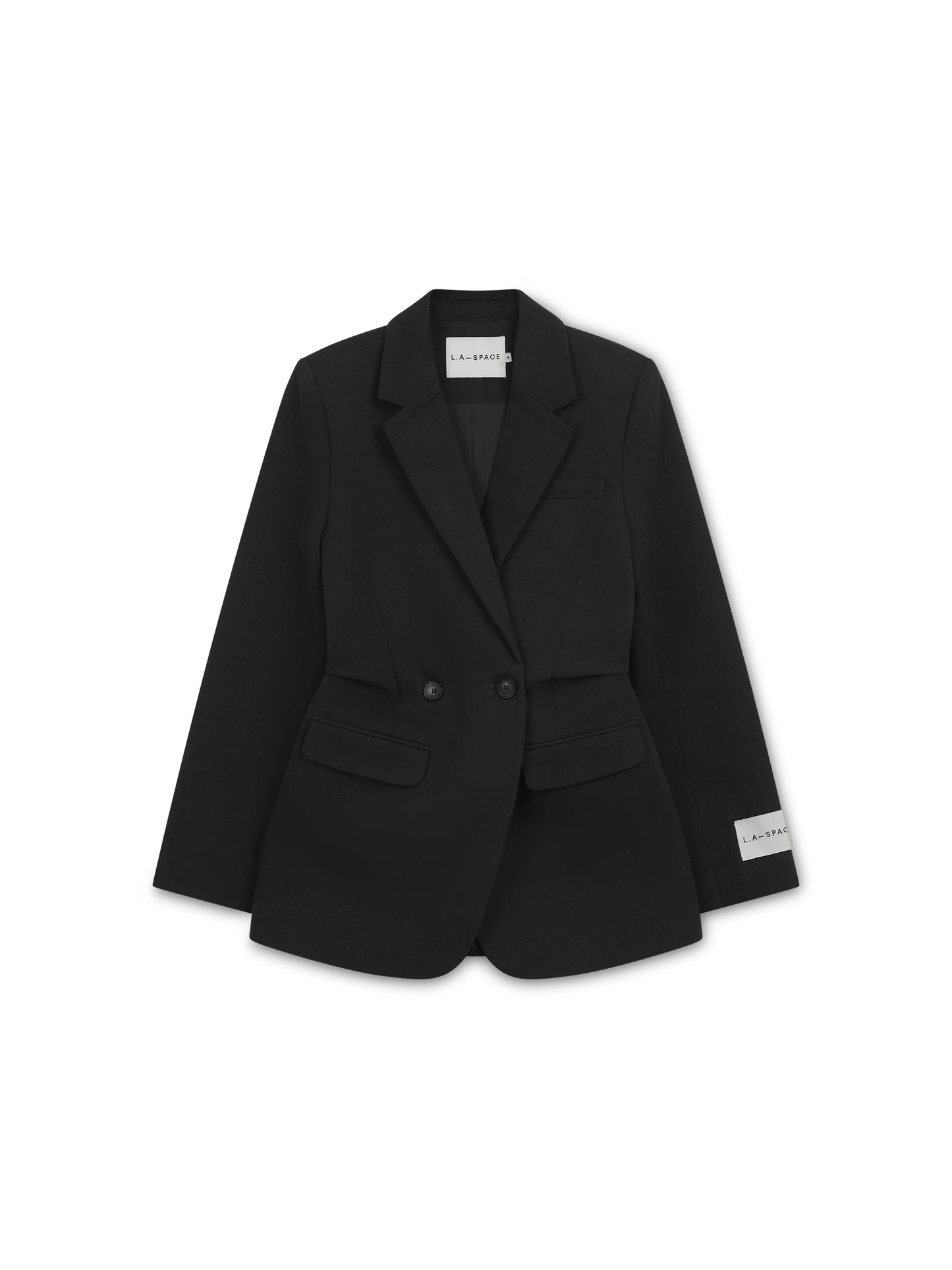 'ASTON' STRUCTURED HOURGLASS CINCHED WAIST BLAZER BLACK